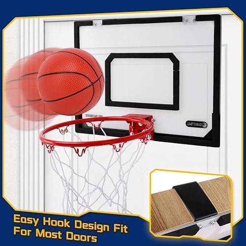 Mini Basketball Hoop Indoor, Over The Door Basketball Hoop Indoor, 17"×12" Mini Hoops Basketballs with 4 Balls thumbnail 5