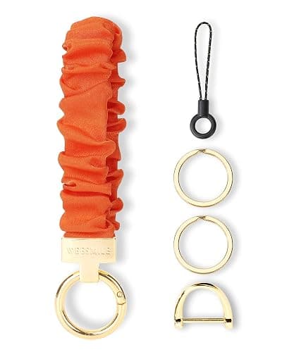 WEESMILE Scrunchie Keychain Wristlet for Car Key Chain with D Key Ring | Stretchy Scrunchie Wristlet Keychain with Strong Elastic and D Ring for Women, Car Keys, Phone Case, Purse and Work - Image 1