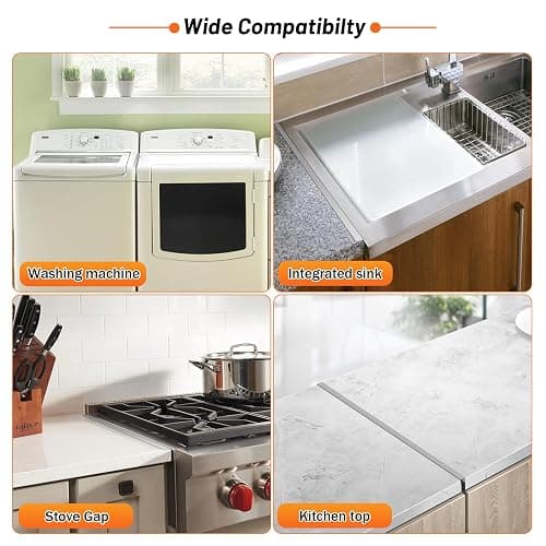 Stainless Steel Stove Gap Covers (2PCS), Stove Gap Filler, Range Trim Kit, Counter Guard for Kitchen Stovetop, Heat Resistant & Easy Clean, Adjustable Length 13.8'' to 27.5'' Silver thumbnail 7