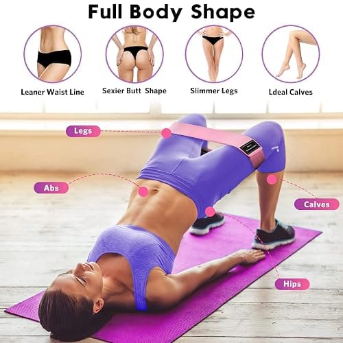 Renoj Resistance Bands, Yoga Starter Sets for Women and Men, 3 Set of Stretch Exercise Workout Bands for Booty Legs, Elastic Pilates Flexbands thumbnail 4