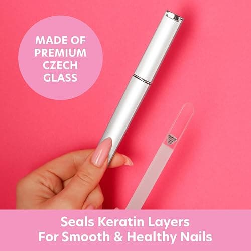 Bona Fide Beauty Czech Glass Nail Files for Natural Nails (Clear) - 1Pc Crystal Nail Filer, Nano Glass File with Case Handcrafted in The Czech Republic thumbnail 2