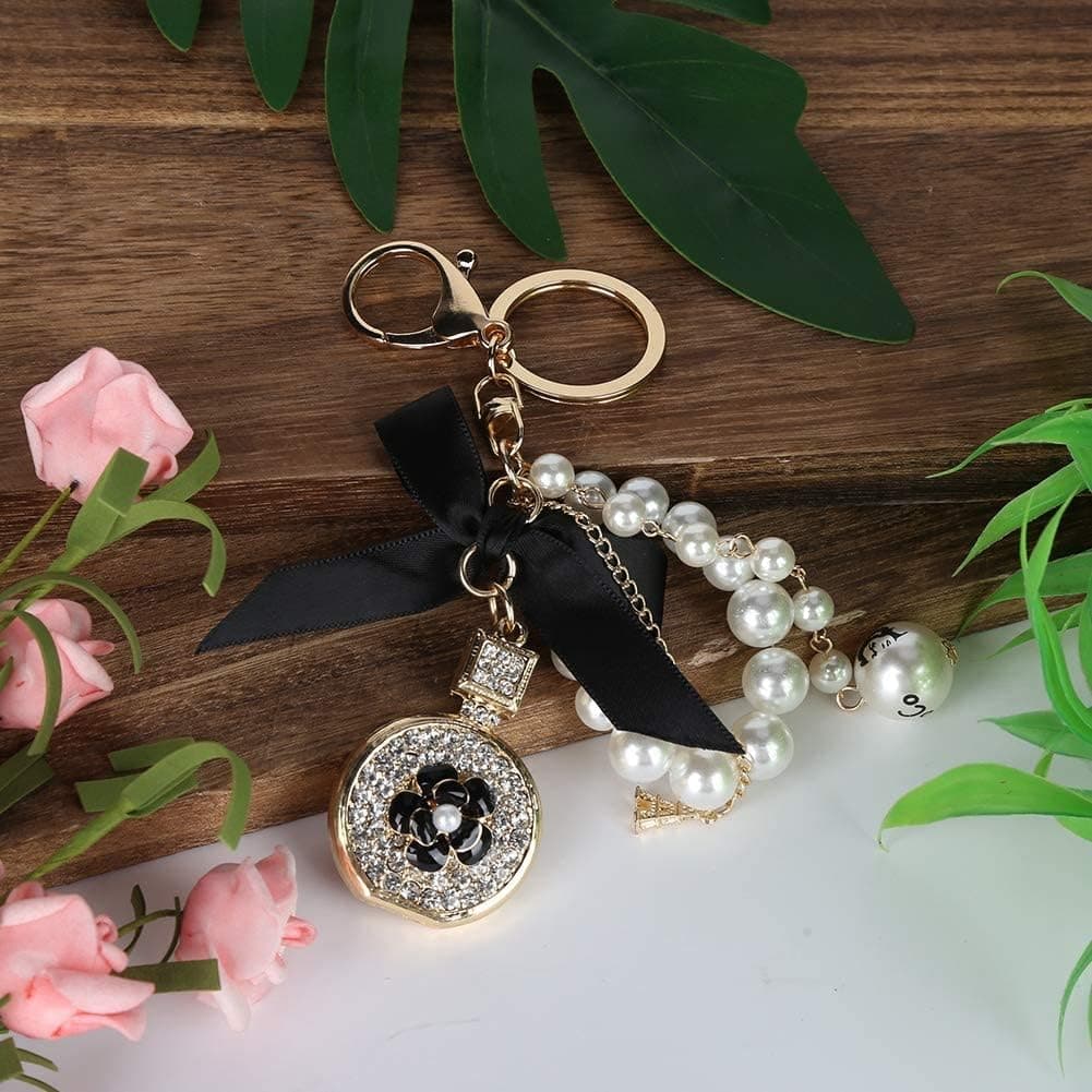 Keychain Fragrance Bottle Shape Alloy Bowknot Keychain Handmade Keychain Keychain Decoration for Girls thumbnail 9