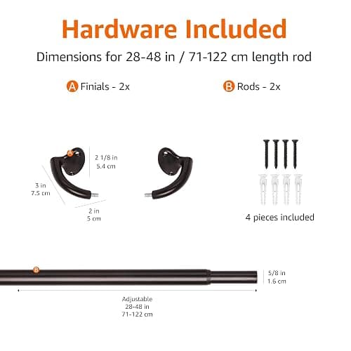 Amazon Basics Room Darkening Blackout Curtain Rod - 28" to 48", Dark Bronze (Espresso) thumbnail 4