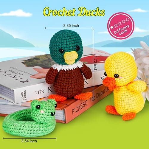 ekaus Crochet Kit for Beginners, Crochet Kit with Step-by-Step Video Tutorials, Crochet DIY Knitting Supplies for Adults, Crochet Ducks(45%+ Yarn) thumbnail 3