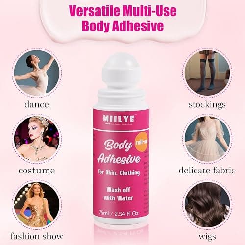 Body Adhesive Roll-On for Skin & Clothing 2.54 Oz-Sweat Resistant, Water Wash Off- Fashion Adhesive for Dancers, Socks, Stockings, Leotards, Bras, Wigs, Costumes thumbnail 6
