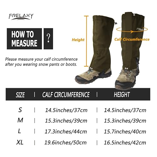 Frelaxy Leg Gaiters Ultra HIGH-Performance Hunting Gaiters, 100% Waterproof Hiking Gaiters with Upgraded Rubber Foot Strap, Adjustable Snow Boot Gaiters thumbnail 5