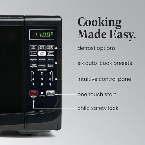Farberware 0.7 Cu. Ft. Countertop Microwave Oven – 700 Watts Power, Auto Cook Settings, Defrost, Easy Clean and Child Safety Lock - Black thumbnail 5