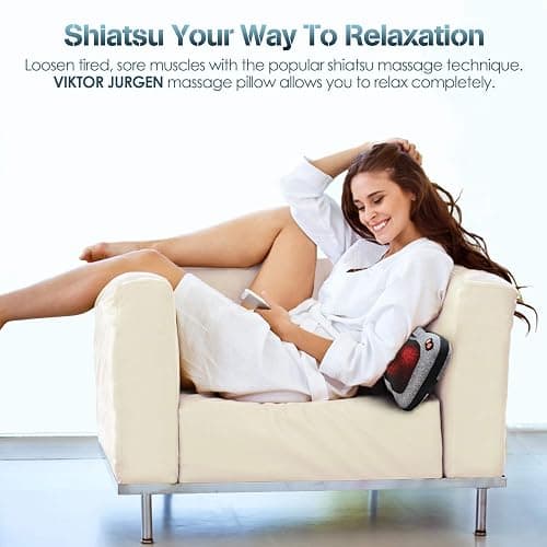 VIKTOR JURGEN Shiatsu Back Massager with Heat – Deep Tissue Massage for Neck, Shoulder, Leg, Upper & Lower Back Pain Relief, Electric Kneading 3D Massage Pillow Gifts for Men Women Dad, Mom, Christmas thumbnail 5