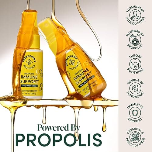Propolis Throat Spray by Beekeeper's Naturals - 95% Bee Propolis Extract, Natural Immune Support & Sore Throat Relief - Antioxidants, Keto, Paleo, Gluten-Free (1.0 oz)(Pack of 1) thumbnail 4