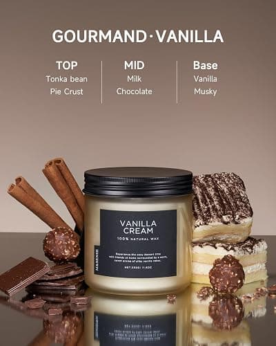 M&SENSE Vanilla Soy Candles, Medium 2 Wick 11.6oz 70 Hours Burning Time, All Natural Organic Soy Wax, Relaxing Aromatherapy Scented Candle, Housewarming Gift for Women and Men thumbnail 2