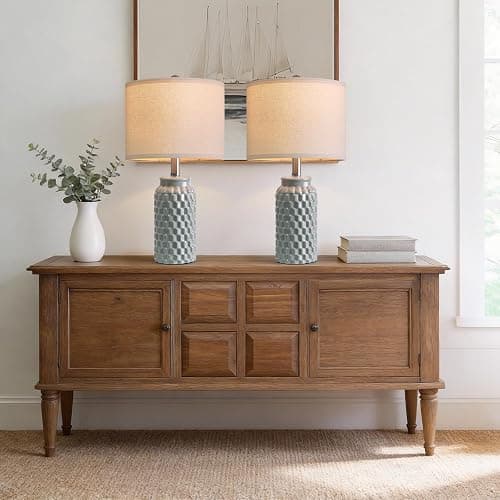 USumkky 20.5" Ceramic Table Lamps Set of 2, Modern Farmhouse Boho Bedside Lamps for Bedroom, Nightstand Lamps for Living Room End Tables, Small Desk Lamps, Grey thumbnail 7