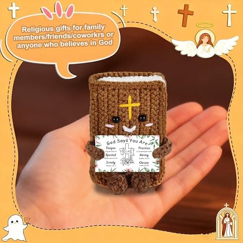 Easter Basket Stuffers for Tweens Teen Girl Boy Handmade Bible Verse Religious Crochet Doll Scripture Christian Gifts for Boys Girls Christening Gift Home Church Decor Bible Accessories for Women Men thumbnail 4