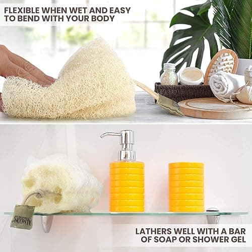 Almooni Egyptian Loofah Exfoliating Body Scrubber, Natural Real Egyptian Shower Loofah Sponge Body Scrubber for Women and Men, for Body and Face That Will Get You Clean - 2 Count (1 Pack) thumbnail 3