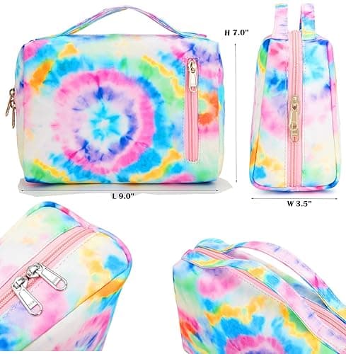Bluboon Toiletry Bag Travel Makeup Bag Portable Cosmetic Bag Organizer for Women and Girls (Tie Dye Blue) thumbnail 4