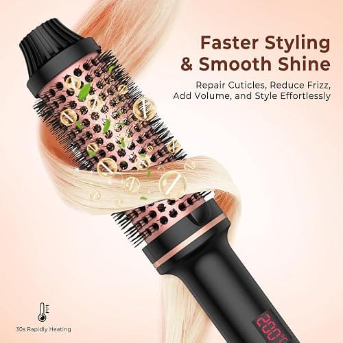 Heated Round Brush,UMIGA 38mm Thermal Brush Lockenbürste LCD Dual PTC 120-210℃, Erhöhen Sie das Haarvolumen, Lose Locken, Dualspannung thumbnail 7