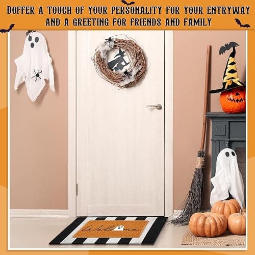 Maasechs 2 Pcs Halloween Doormat 24'' x 35'' Halloween Outdoor Rug and 24'' x 16'' Ghost Boo Coir Doormat Welcome Mat Non Slip Floor Mat for Outside Entrance Front Porch(Halloween) thumbnail 5