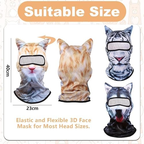 3Pcs Cat Ski Mask,3D Cat Shiesty Face Balaclava with Ears,Funny Ski Mask,Windproof & Breathable for Skiing,Cycling,Music Festivals,Halloween Parties Yellow thumbnail 2