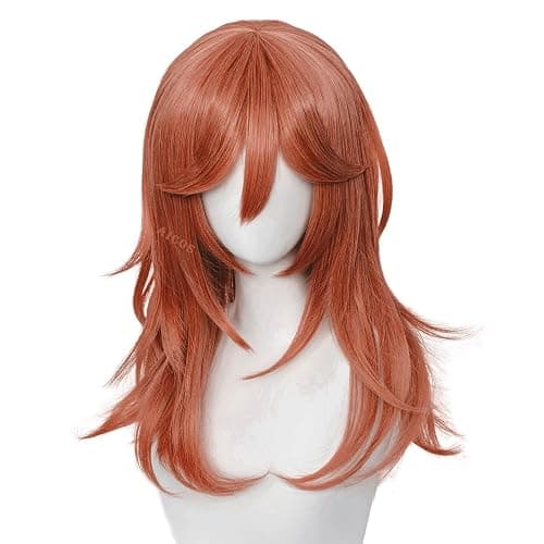 Aicos Red Wavy Angel Devil Cosplay Wig for Women with Wig Cap - Image 1