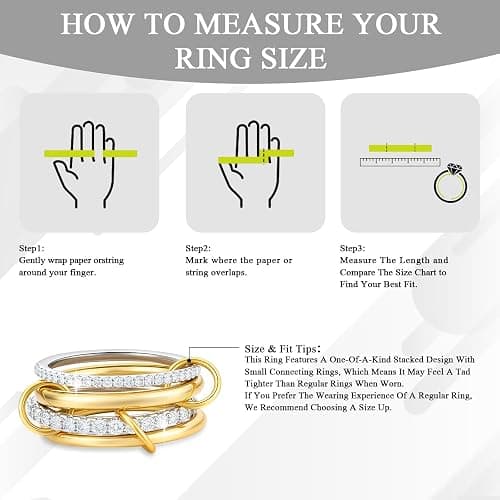PopTopping 18K Gold Plated Stackable Rings Silver And Gold Stackable Ring Set For Women Cubic Zirconia Stacking Rings For Wedding Engagement Birthday Valentine's Day Mother's Day Gift thumbnail 7