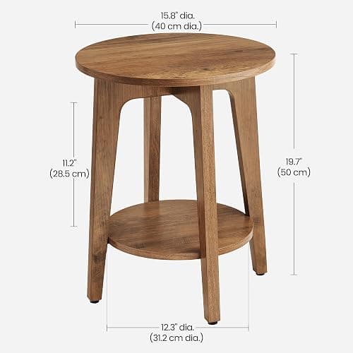 VASAGLE MAEZO Collection - Side Table, 2-Tier Small Round End Table, Nightstand with Tapered Legs, Curved Transitions, for Small Spaces, Living Room, Bedroom, Honey Brown ULET283T41 thumbnail 3