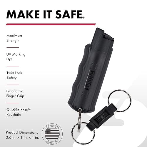 SABRE Pepper Spray, Quick Release Keychain for Easy Carry and Fast Access, Finger Grip for More Accurate and Faster Aim, Maximum Police Strength OC Spray, 0.54 fl oz, Secure and Easy to Use Safety thumbnail 2