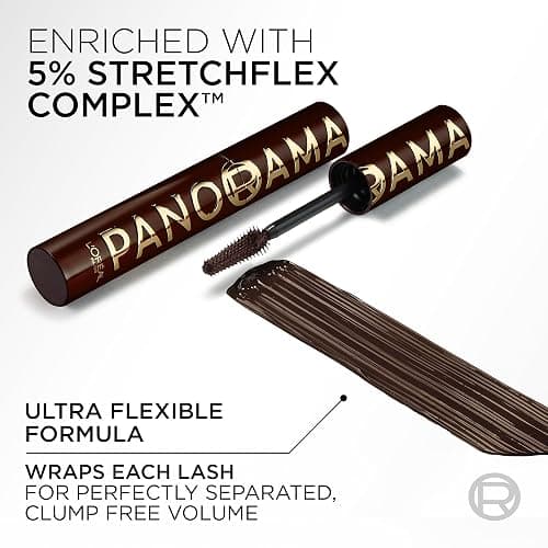 L'Oreal Paris Voluminous Panorama Chromatic Mascara, Volumizing and Lengthening Brown Mascara, Longwear, Smudge-Resistant and Washable, 705 Brown Leather thumbnail 8