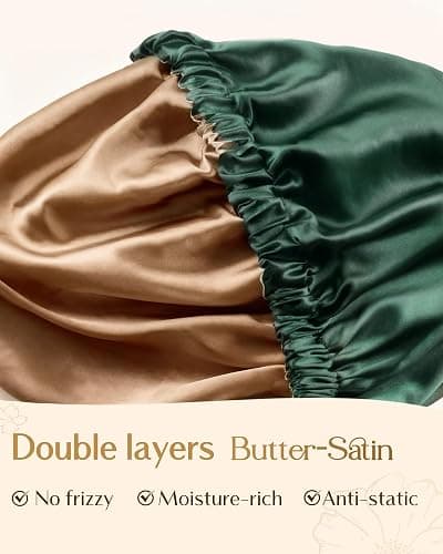 YANIBEST Adjustable Silk Bonnet Double Layer Satin Bonnet Hair Bonnet for Sleeping Bonnets for Women Hats Curly Natural Hair, Green thumbnail 2