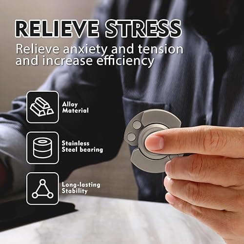 3-in-1 Fidget Toys Adults: Spinner, Slider, Clicker – Magnetic Stainless Steel Bearings for Super-Stable Rotation – Stress Relief, Enhanced Focus, and Habit Breaking, Christmas Party Favor Kid, Silver thumbnail 5