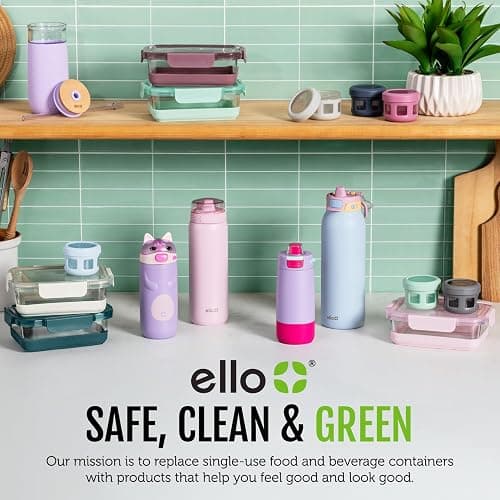 Ello Duraglass 3.4 Cup Meal Prep Sets 10Pc, 5 Pack Set- Glass Food Storage Container with Silicone Sleeve and Airtight BPA-Free Plastic Lids, Dishwasher, Microwave, and Freezer Safe, Evening Orchard thumbnail 8