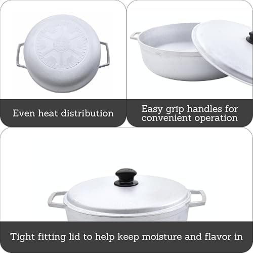 IMUSA 7.5 Quart Traditional Natural Made in Colombia Caldero with Lid for Cooking and Serving,Silver thumbnail 4