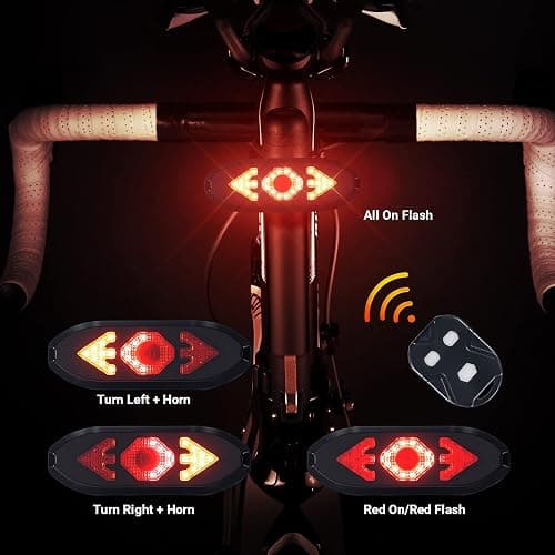 Bike Tail Light with Turn Signals Wireless Remote Control Waterproof Bicycle Rear Light Back USB Rechargeable Ultra Bright Safety Warning Cycling Taillight for Night thumbnail 3