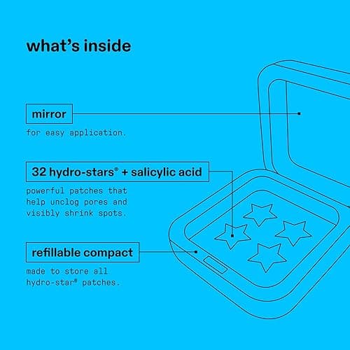 Starface Hydro-Star Salicylic Acid Patches + Big Blue Compact, Helps Unclog Pores and Shrink Spots, Absorb Fluid and Reduce Redness, Hydrocolloid, Vegan and Cruelty-Free Skincare (32 Count) thumbnail 3