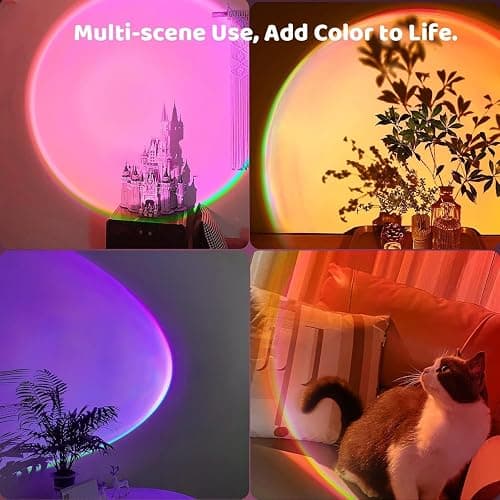 Sunset Lamp Projector for Room Decor,Endless Color Sun light Lamp Mood Lighting,Sunrise Sunset Light 360°Rotation LED Projection Lamp for Party,Tiktok Live,Photography|Multicolors,APP&Button Switch thumbnail 6
