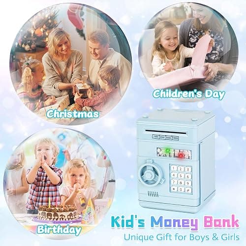 Refasy Piggy Bank Cash Coin Can ATM Bank Electronic Coin Money Bank for Kids Age 3-12, Money Savings Box Mini ATM Coin Bank Toys Gifts for 3 4 5 6 7 8 9 10 11 12 Year Old Boys Girls thumbnail 5
