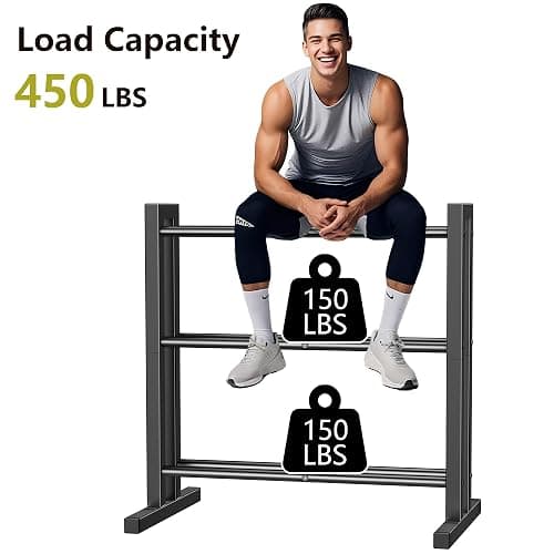 Jasopaco 31Inch Dumbbell Rack Only - 450LB Capacity Weight Rack, 3-Tier Heavy Duty Dumbbell Stand Kettlebell Rack For Dumbbells, Kettlebells, Home Gym. thumbnail 3