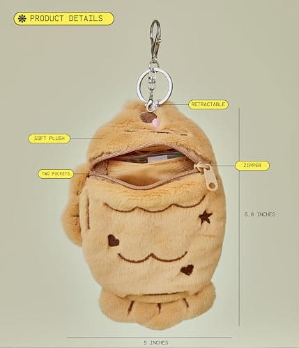 Mandu Deco Taiyaki Plush Photocard Holder, Japanese Fish Waffle Snack Soft Plush Photocard Holder Cover Protective Case Card Sleeve, Two Pockets, fits toploaders and airpods thumbnail 3