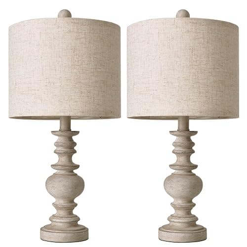 BOBOMOMO Tradition 20" Rustic Table Lamp Set of 2 for Living Room Bedroom Bedside Desk Lamps Bedroom Nightstand Vintage Lamps Linen（Suitable for Decorating Small Areas） thumbnail 5