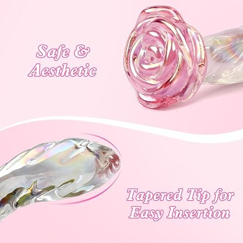 Anal Dildo Glass Rose Sex Toy - Butt Plug Rainbow Monster Dildo for Beginner, 7.2 inch Small Glass Dildo as a Clitoral G Spot & Anal Plug Sex Toys for Men Women & Couples Sexual Pleasure thumbnail 4