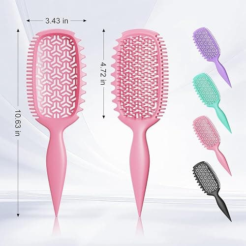 Curl Defining Brush for Thick Coily Hair, Firm-Bristle TPEE Detangling Brush for Coarse 4A–4C Curls, Dual-Sided Wide & Narrow Tooth Brush for Wet & Dry Curl Shaping– Women & Men (2054-Pastel Pink) thumbnail 6