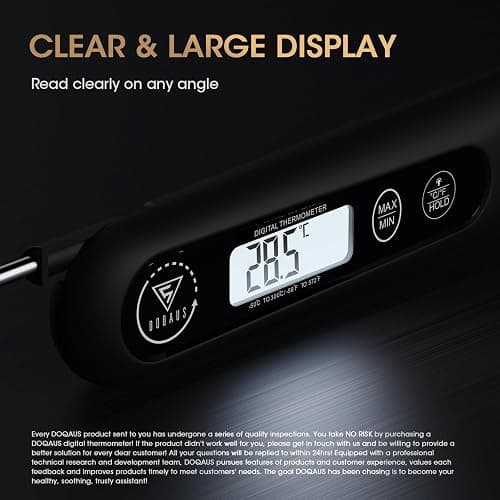 DOQAUS Meat Thermometers, 3S Instant Read Food Thermometer, Accurate Meat Thermometer Probe With Backlight, Foldable Long Probe, Auto On/Off, Cooking Thermometers for Kitchen, BBQ, Water, Milk(Black) thumbnail 5