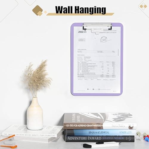 Hongri Plastic Clipboard with Pen Holder, Purple 8.5x11 Letter Size Clip Board for Classroom, Office, Students, Nurses and Women, Low Profile Clip, Size 12.5 x 9 in(Pack of 6) thumbnail 2