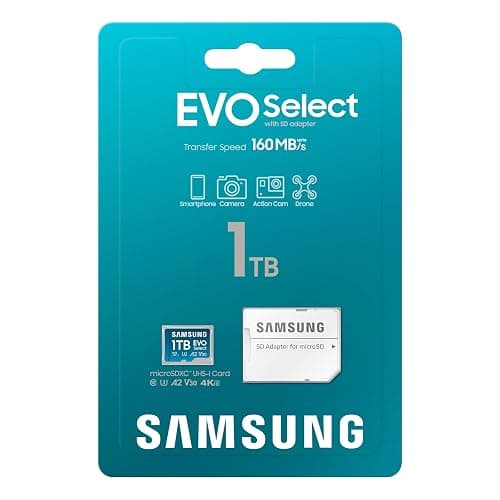 Samsung EVO Select microSD Memory Card + Adapter, 1TB microSDXC, Up-to 160 MB/s, 4K UHD, UHS-I, C10, U3, V30, A2, for Mobile Phone, Smartphones, Nintendo-Switch, and Tablets (MB-ME1T0SA/AM) thumbnail 8