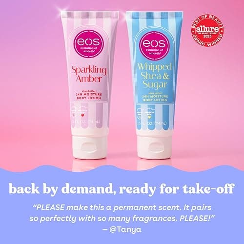 eos Shea Better Travel Size Body Lotion, Whipped Shea & Sugar, Limited Edition Skin Care, 24-Hour Moisture, Body Lotion for Women, travel size toiletries, Vegan, 2.5 fl oz (Pack of 2) thumbnail 9