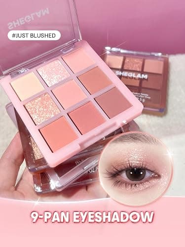 SHEGLAM Eyeshadow Palette 9-Color Ultra-pigmented Shimmer & Matte Shades, Vegan & Cruelty-free-Just Blushed thumbnail 4