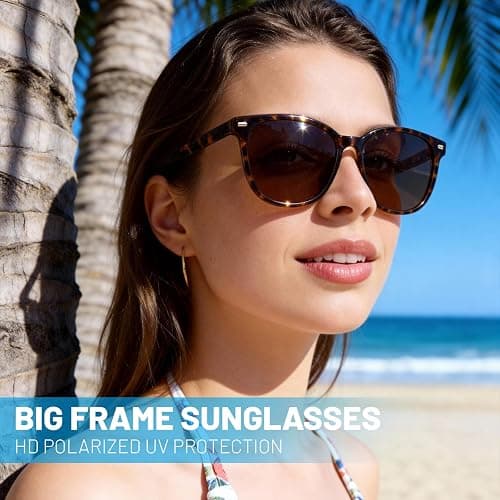 YMRFW Retro Polarized Sunglasses for Women Men Big Frame Vintage Style Trendy Shade UV400 Protection Lens Sun Glasses thumbnail 2