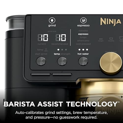 Ninja Luxe™ Café Pro designed by David Beckham, Espresso Machine, Drip Coffee, Cold Brew, Hot Water, Integrated Tamper, Built-in Grinder, Hands-Free Frother for Lattes & More, Black/Gold, ES771BK thumbnail 5
