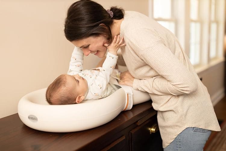 Keekaroo Peanut Changer Baby Vanilla – The Original Made in USA Easy-to-Clean Changing pad and The only Shell Over Foam, Fully Water Repellant, Wipeable Diaper pad, Wipe-Clean Changing pad thumbnail 2