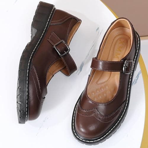 XMM Mary Jane Shoes Women Mary Janes Flats Ladies Oxford Shoes for Women Comfort Leather Round Toe Non-Slip Dressy Casual Cute Girls School Work Shoes thumbnail 5