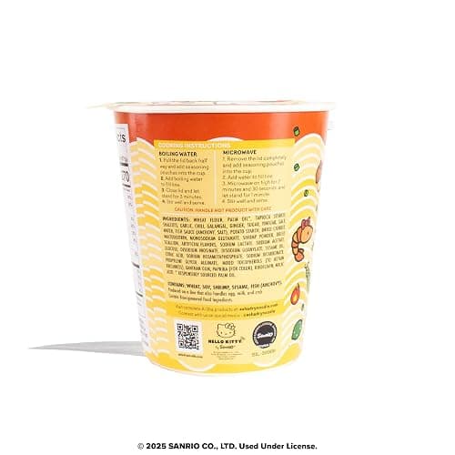 Hello Kitty Instant Ramen Noodle Cup | 6 Pack | Hot and Sour Flavor | Premium Microwaveable Ramen Soup Mix, Asian Snacks thumbnail 5