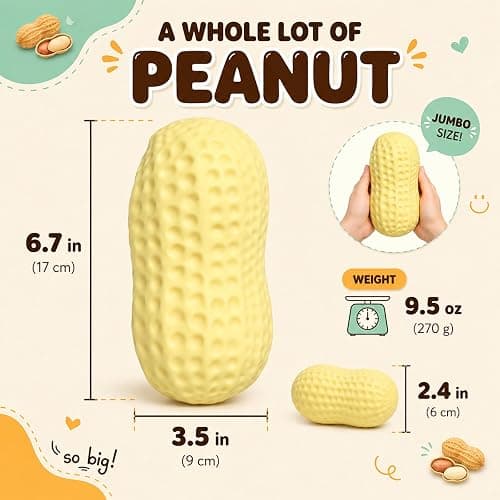 Large Peanut Squishy Toy, 6.7-Inch Squeeze Fidget,Realistic Textured Sensory Stress Toy for Teens Adults, Desk Play, Home & Office, Christmas White Elephant Gifts thumbnail 2